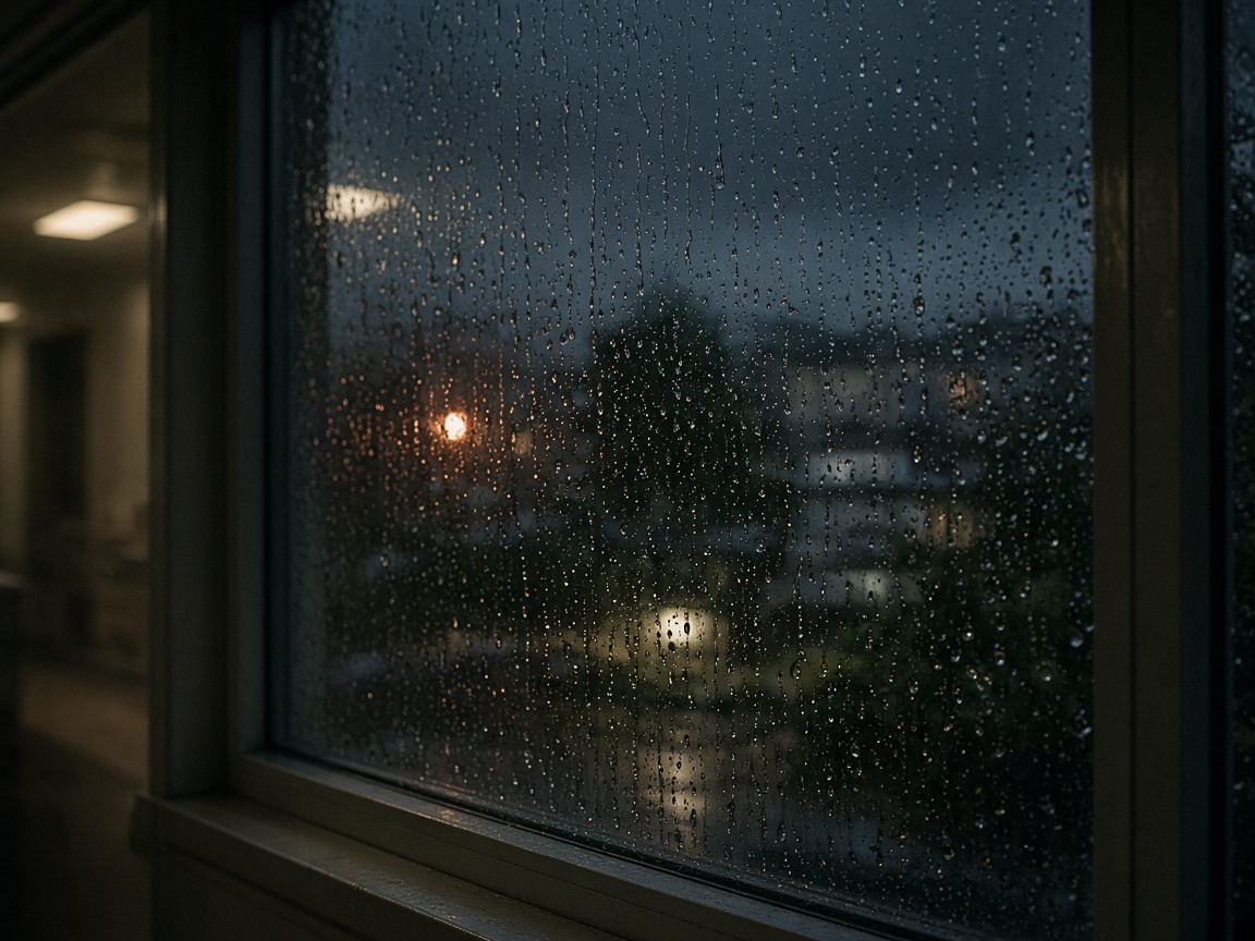 雨打在窗上
